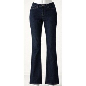 Duluth Trading Co Flex Jeans Women 12 Blue Stretch Workwear Straight Leg Denim